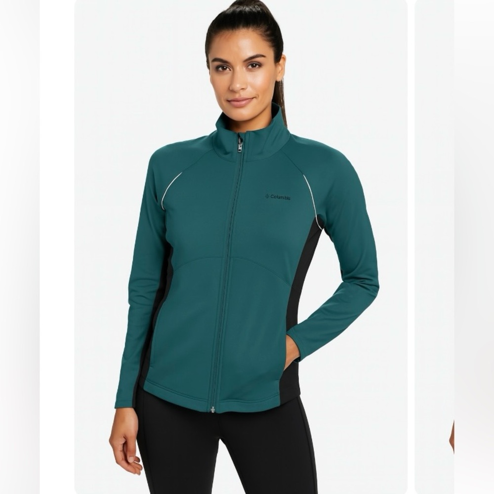 Reebok Teal Black Full Zip Active Jacket Women’s L Athletic Lightweight Running